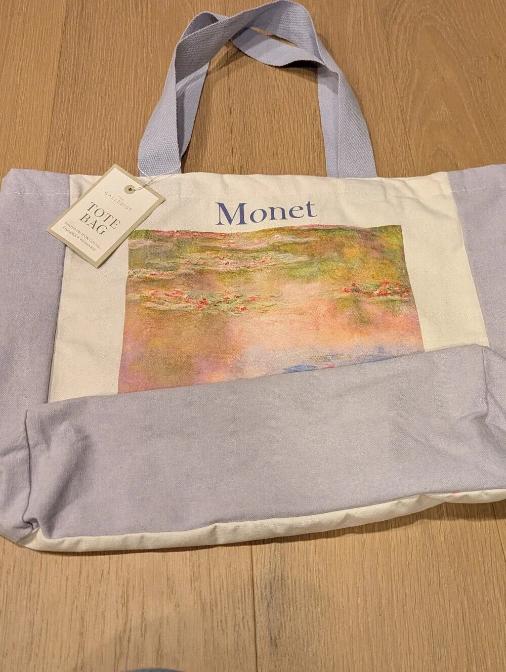 Monet Water Lilies Canvas Tote - Pastel Lavender & Cream